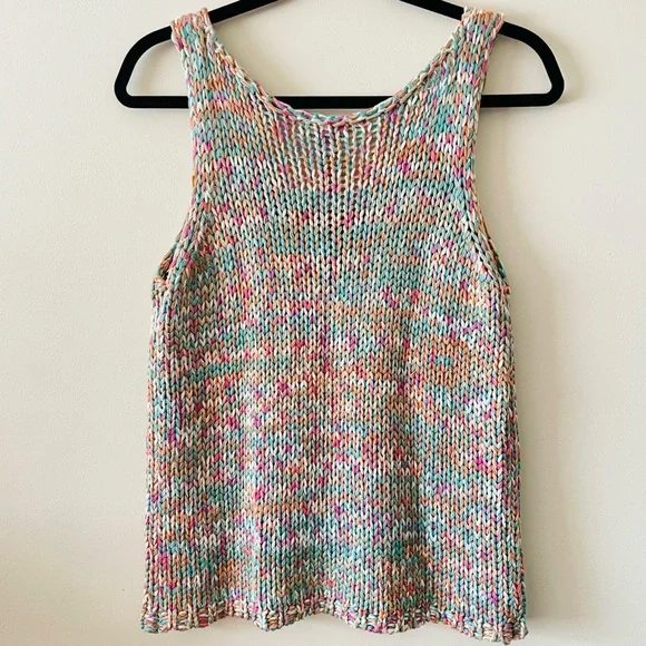 For The REPUBLIC Women’s Multicolor Handmade Knitted Cropped Tank Top Size US M - Picture 3 of 16